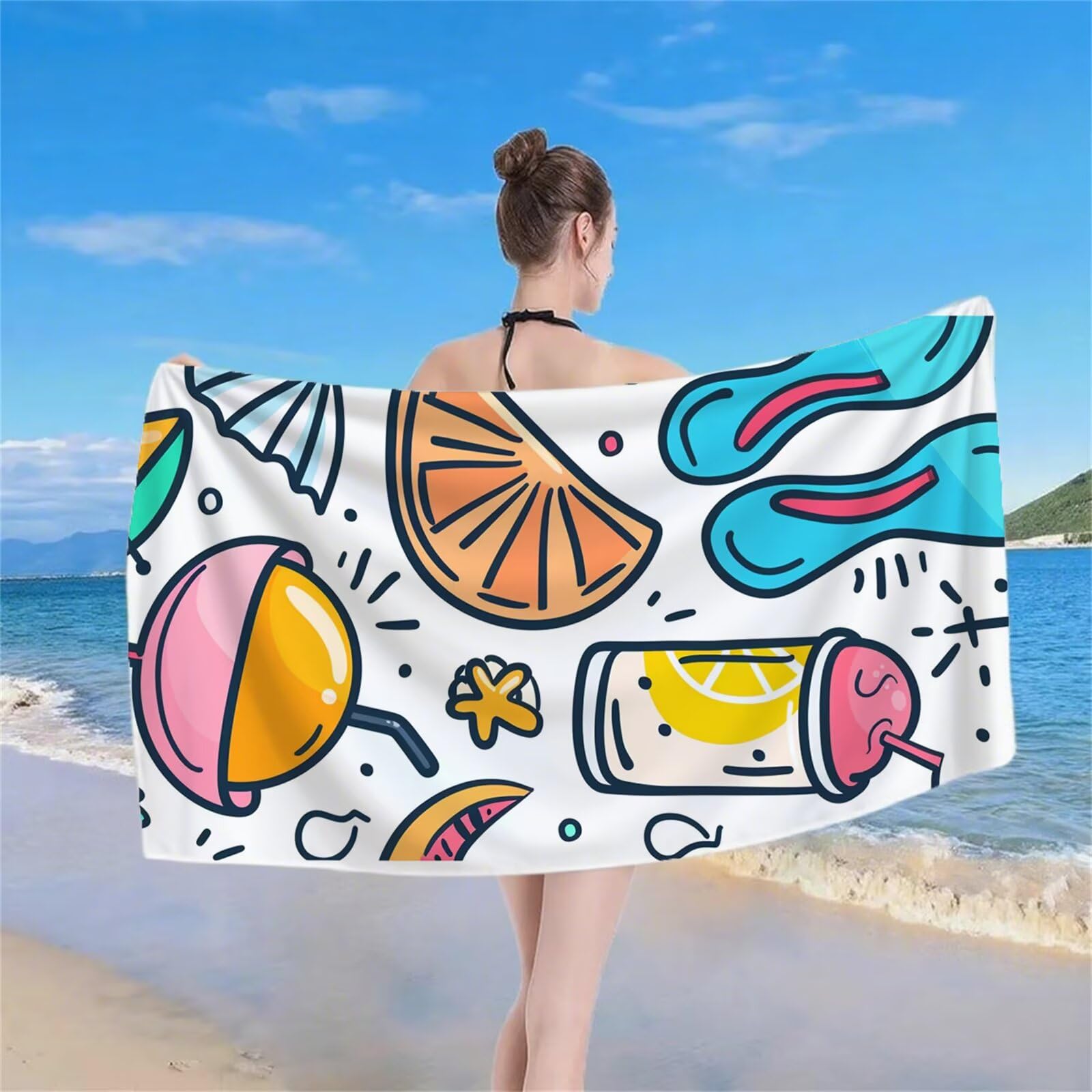 Serviette de Plage XXL 220x100 cm Anti Sable et Séchage Rapide Microfibre Drap de Plage Serviette de Bain Grande Taille Drap de Bain pour Homme Femme Voyages Natation Camping Pique Nique Moderne S-669