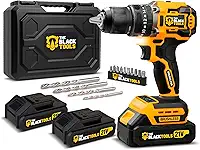Parafusadeira Furadeira de Impacto Sem Fio 21V Brushless 2 Baterias The Black Tools TB-21YX