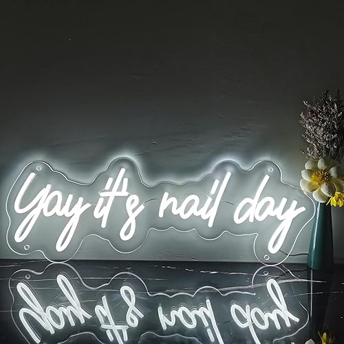 Miniatura 3 de Yay it is Nail Day Neon Sign luz LED de neón para uñas decoración de salón de uñas letrero de bienvenida abierto luz de tienda de negocios