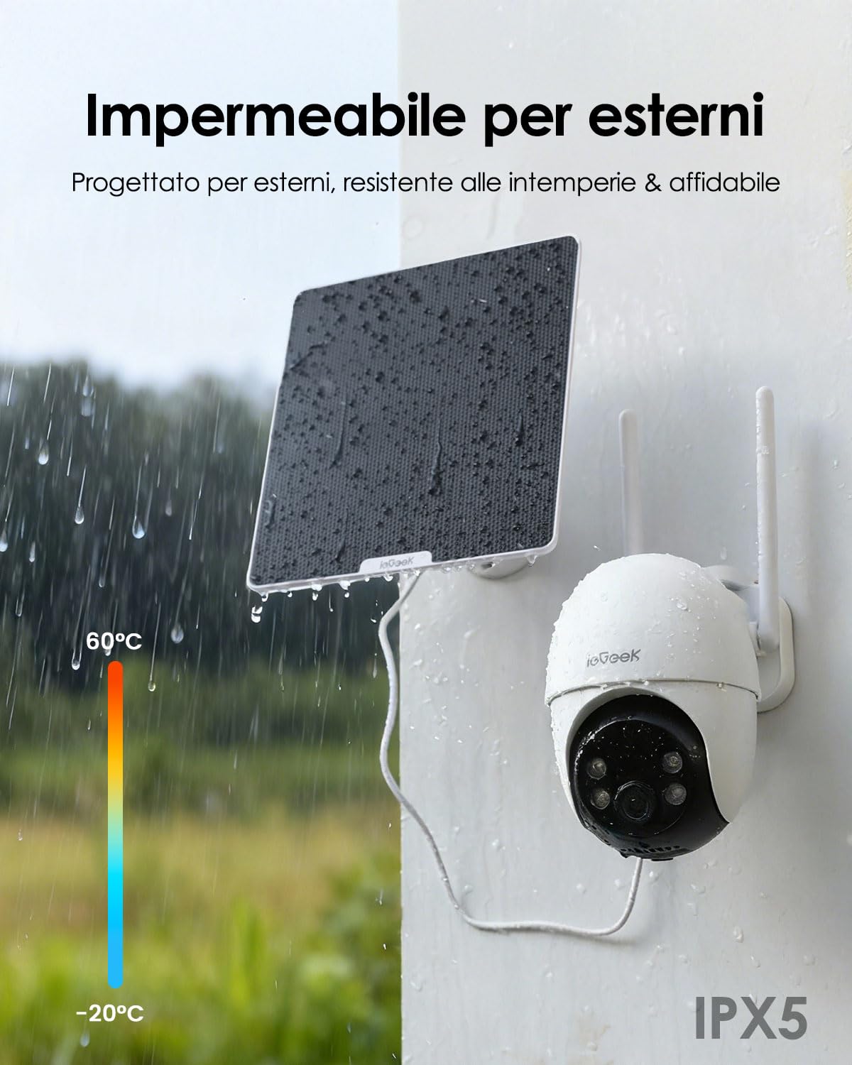 ieGeek 24/7 Registrazione AOV 4G Telecamera Esterno con SIM Senza WiFi | Tracciamento Automatico, Rilevamento AI, Visione Notturna 25m, Memoria 512GB, 5W Pannello Solare, 10000mAh Batteria, IP65