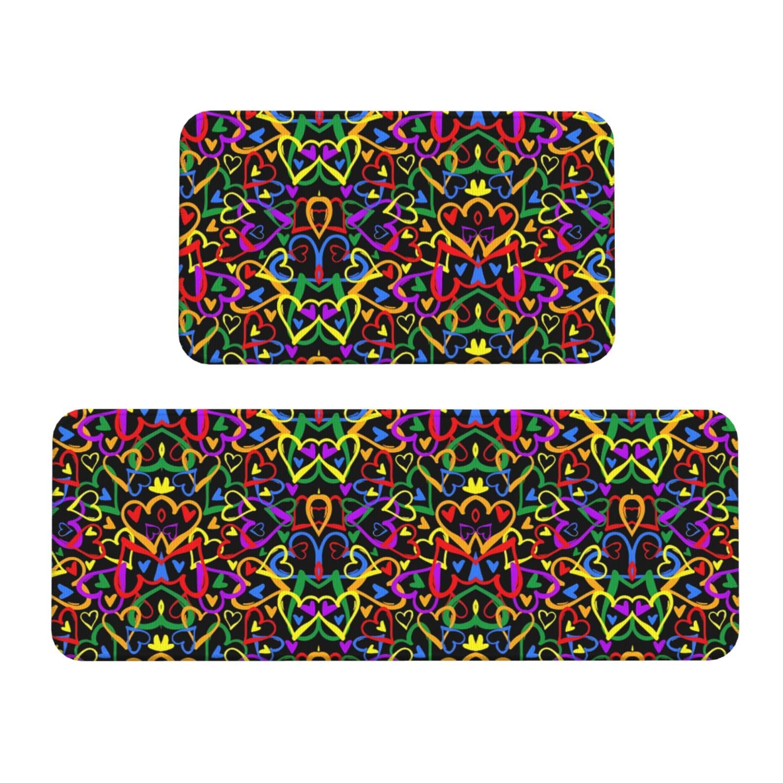 Alfombrillas de cocina antideslizantes con diseño de arcoíris para un hogar seguro