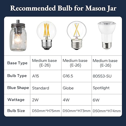 Miniatura 7 de LOG BARN Candelabros de granja para comedor, iluminación de isla de cocina con 5 tarros de masón, luces rústicas de isla de madera sintética para