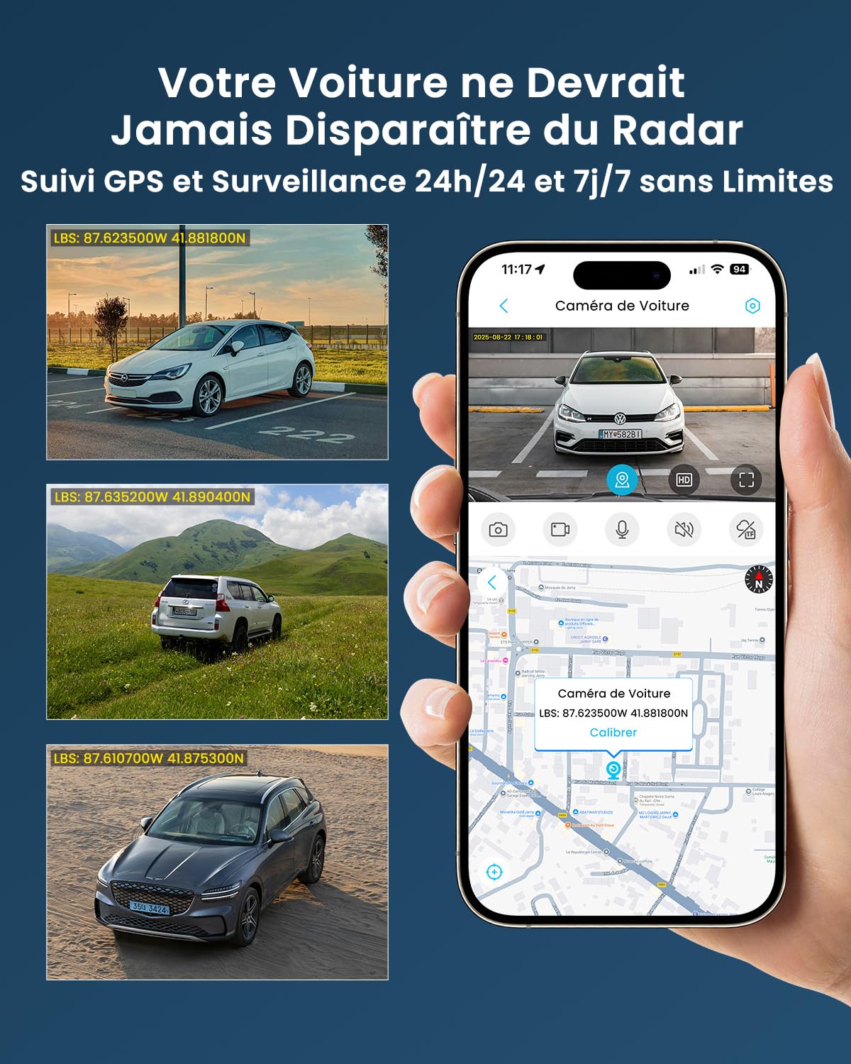 UCOCARE Dashcam Voiture 4G LTE Avant Arrière, Accès à Distance par App