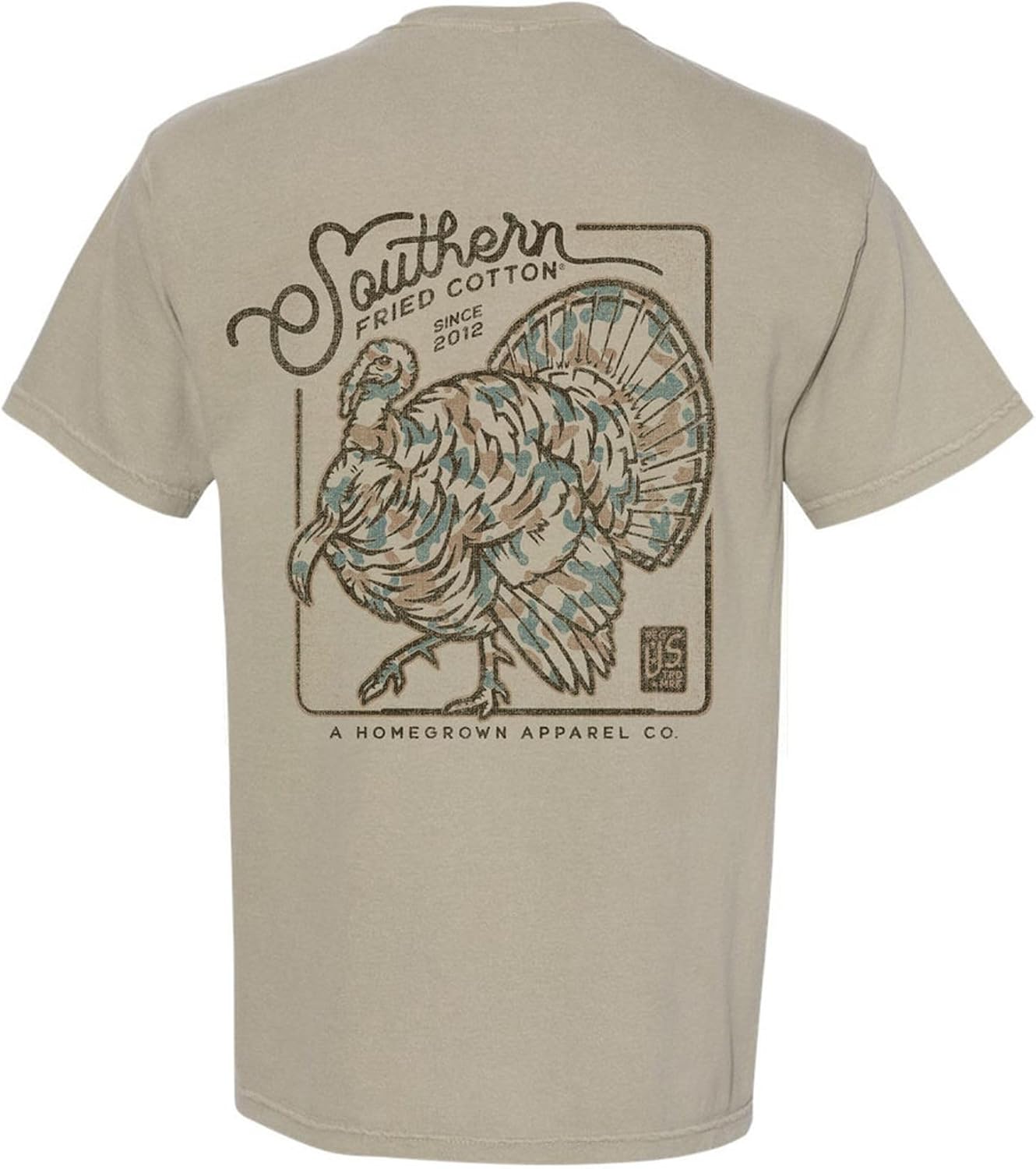 Old School Camo Turkey Tom Short Sleeve Pocket T Shirt