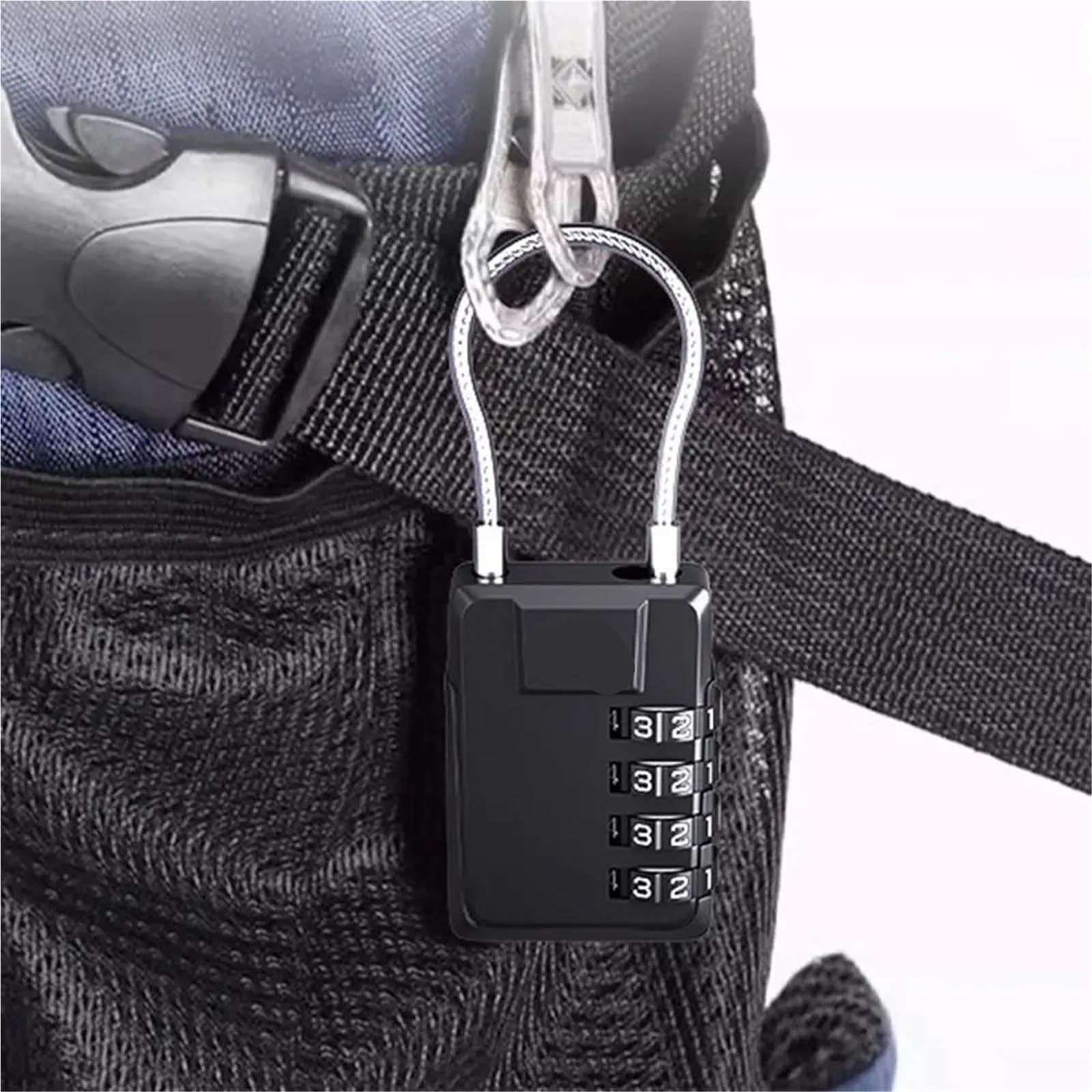 Lucchetto portatile con cavo metallico, for valigia da viaggio, bagaglio, con combinazione a 4 cifre, strumento di sicurezza, 1 pezzo(Type 1)