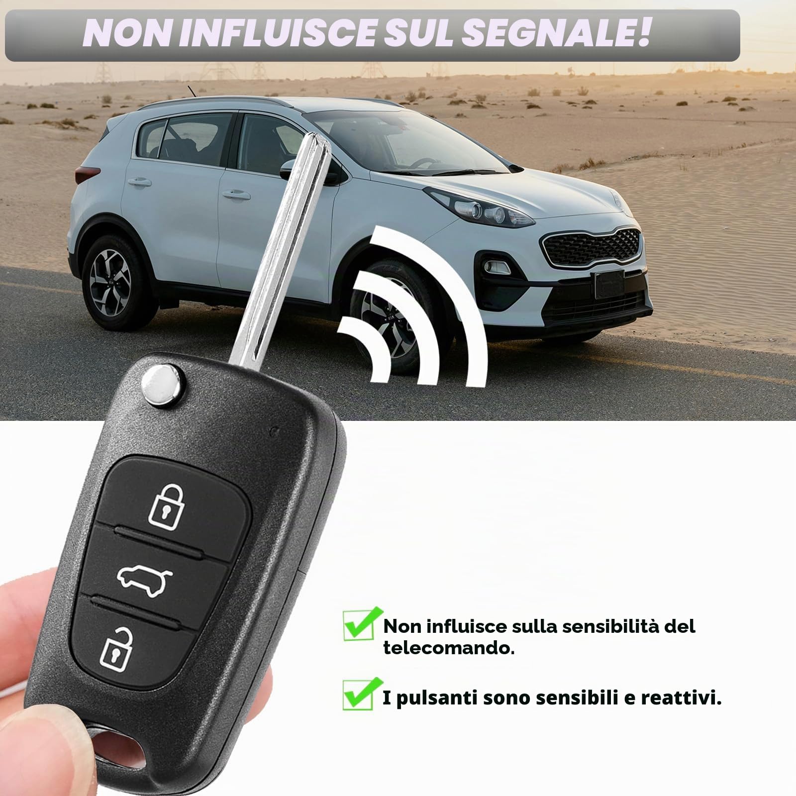 Guscio Chiave Compatibile Hyundai ix35 ix20 i30 i20 i10 Kia Sportage Soul Ceed Rio Picanto Venga 3 Tasti Telecomando Custodia Ricambio Auto Chiave Cover Portachiavi