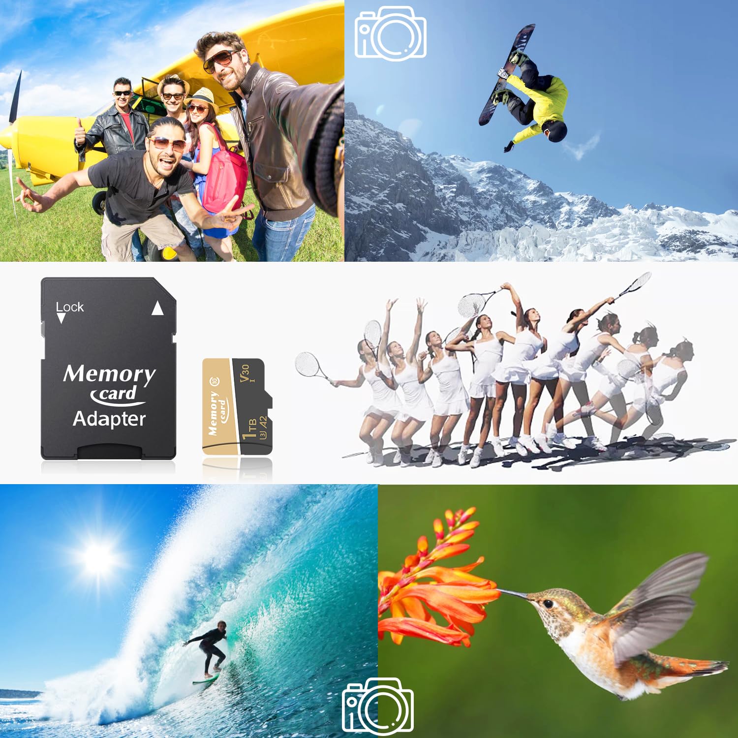 Micro Carte mémoire Full HD 1024Go Haute Performance, Mini Cartes mémoire Haute Vitesse, avec Adaptateur Carte TF, Prend en Charge Les Smartphones Carte mémoire (E-1024Go)
