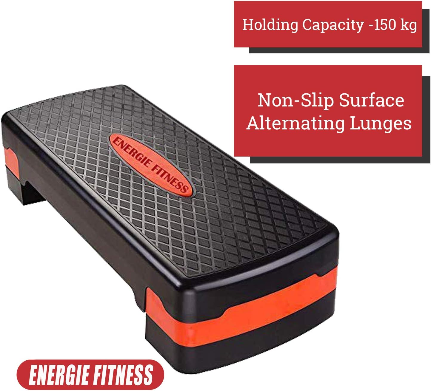 Energie Fitness Adjustable Aerobic Step-Board - Black Color - 2 Height level 10 - 15 CM