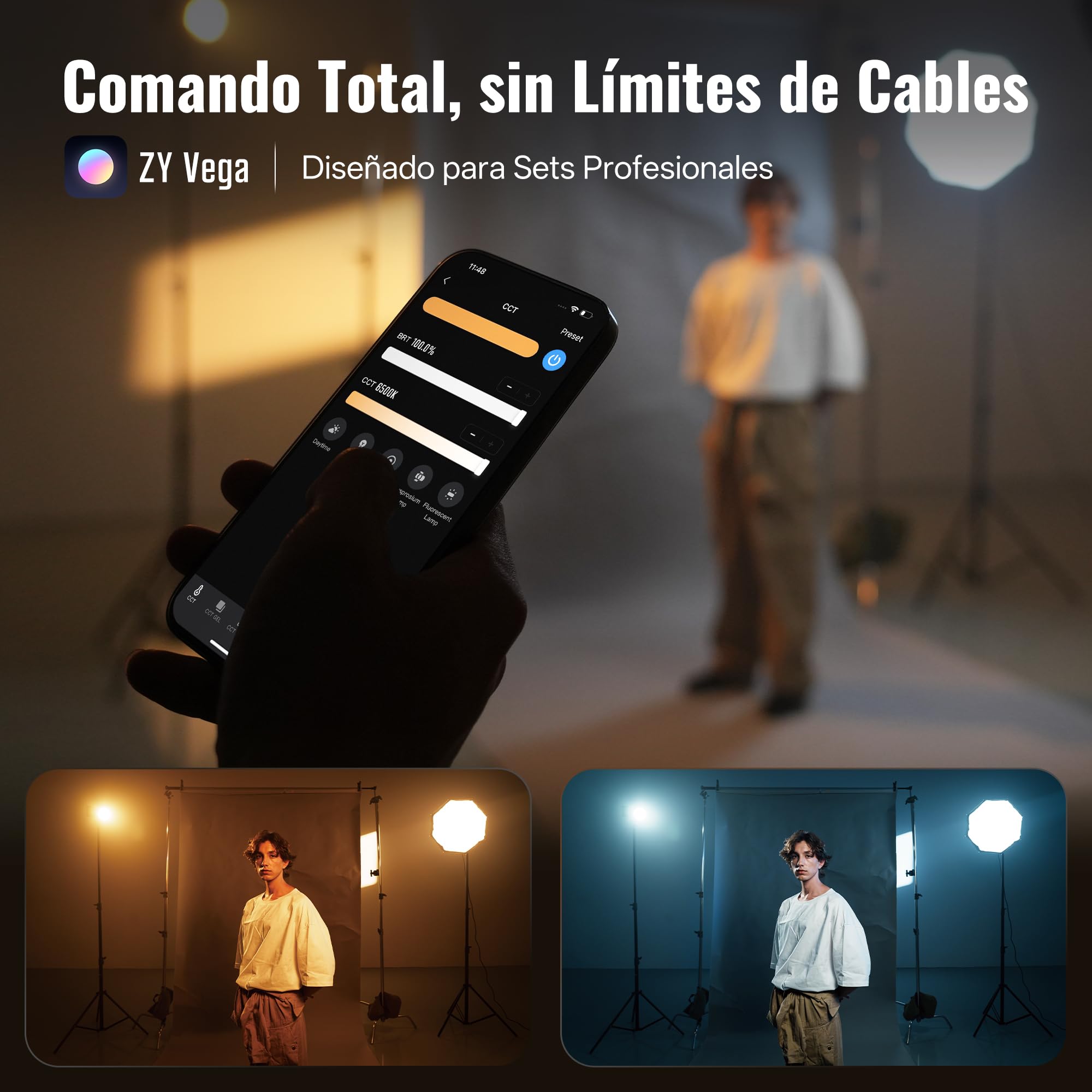 ZHIYUN MOLUS X200 Bicolor Standard [Oficial] Luz de Video 200W sin Batería | Iluminación de Salida Continua Portátil Iluminación Fotográfica Profesional,Montura Bowens, 2700K~6500K, CRI≥95/TLCI≥97, 800g