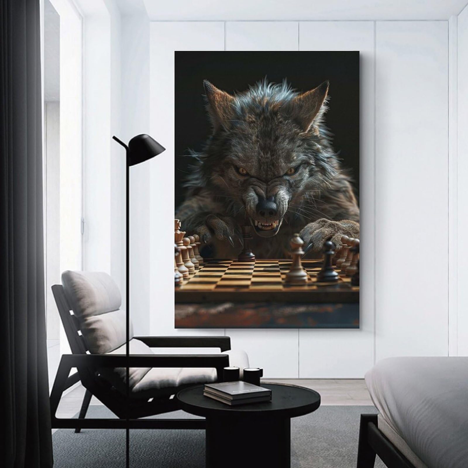 Junmoney Wolf Chess Decorative Wall Artwork 12x18inch(30x45cm), for Front Hall, Corridor Or Welcome Spaces, Decorative Wall Art for Narrow Spaces
