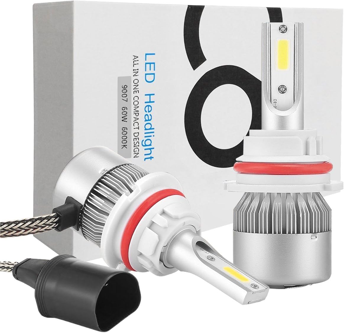 LED Headlights,Mesllin COB Chip 120W 2,0000lm LED Headlight Bulbs - Super Bright Car Auto LED Conversion Kit 12v Replace for Halogen Lights or HID Bulbs (9007)