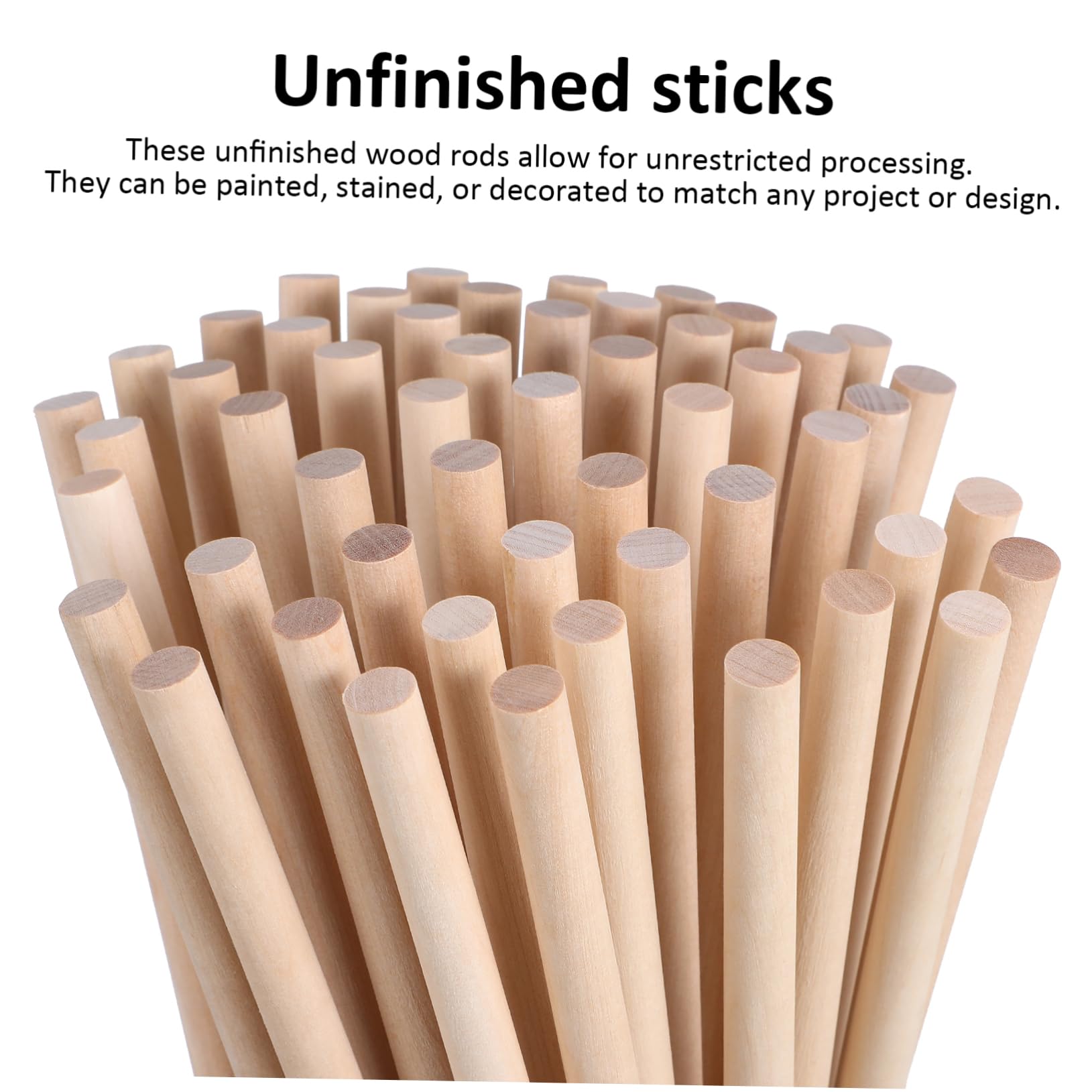 Stecche Legno per Lavoretti 50 Pezzi Tondini Beige | Legno Finemente Lavorato, Grezzo per Decorazioni Domestiche, Formato Pratico per Creare Craft