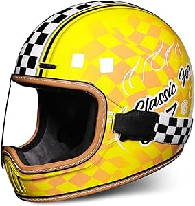 Retro Classic Full Face Motorcycle Helmet, DOT ECE Approved Street Bike Helmet With Sun Visor, Unisex-Adult Cafe Racer ATV UTV Scooter Helmets,Black Goggles,M - View #4