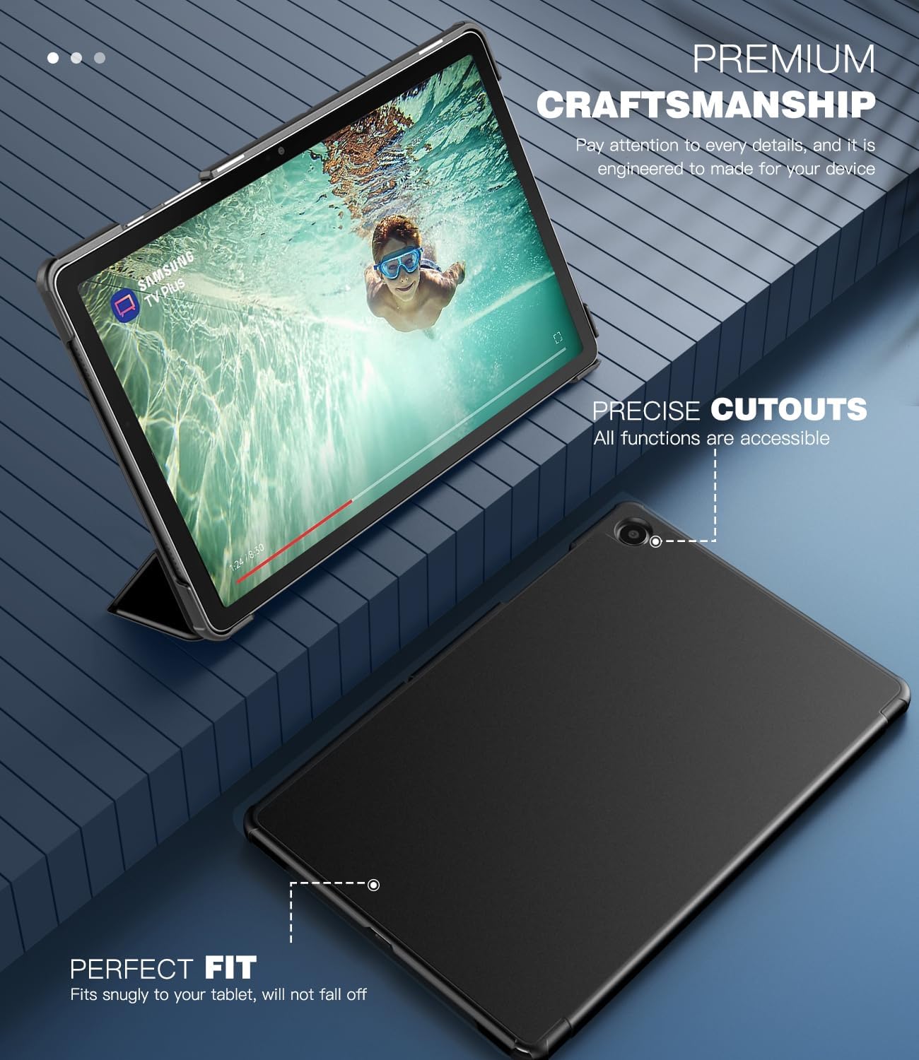 TiMOVO Cover per con Galaxy Tab A9+/A9 Plus 11" 2023 SM-X210/X216/X218, Sottile e Leggero, Cover Protettiva a Guscio Posteriore Rigido, Risveglio Automatico/Sleep, Nero