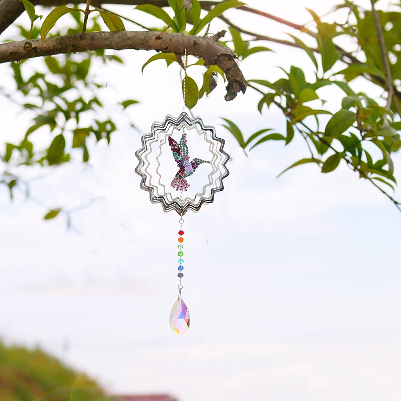Kit Fai Da Te Acchiappasole Con Campanelli A Vento E Diamanti 5D - Ciondoli Di Cristallo Per Decorazione Finestra E Giardino - Regalo Creativo