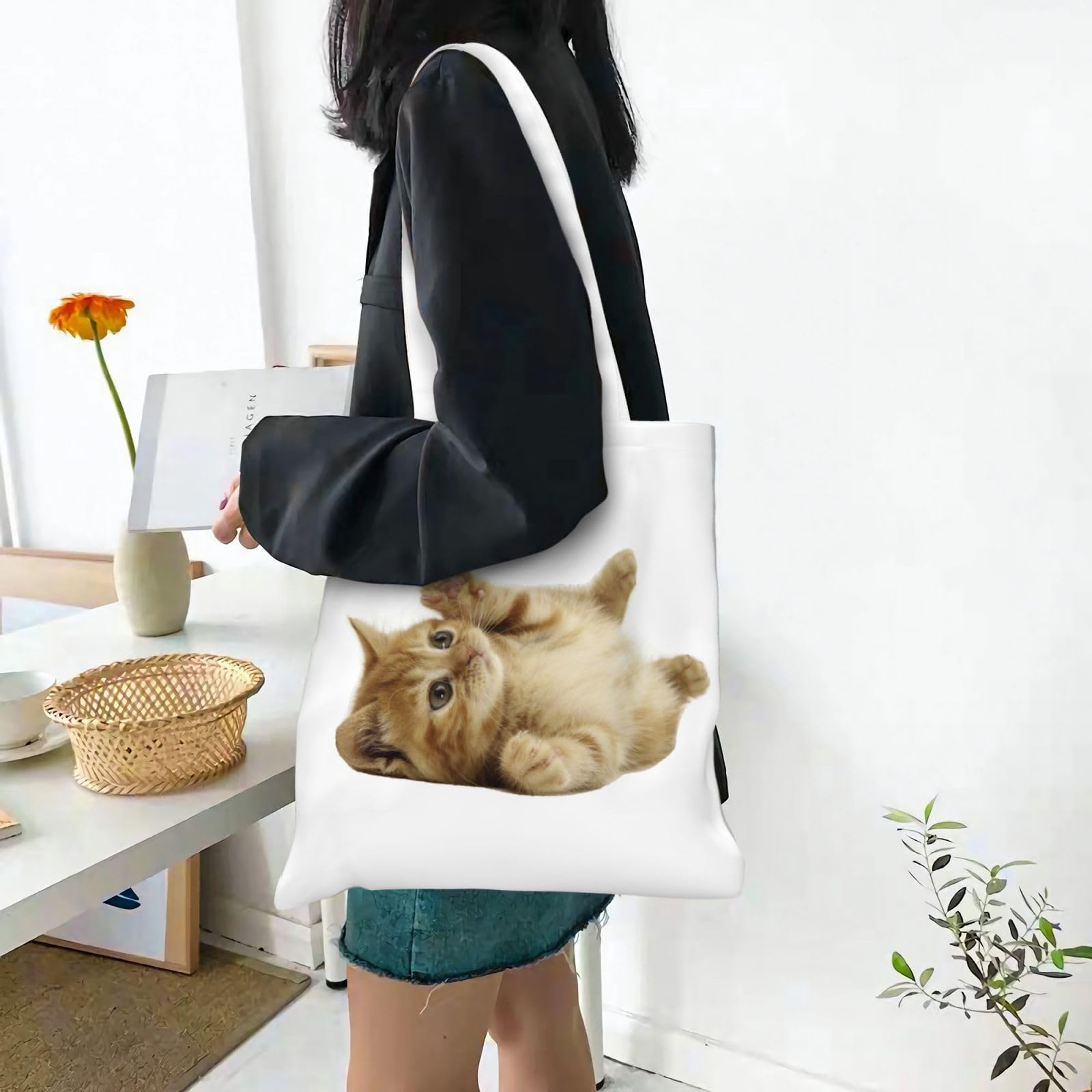 Amazon.co.jp: トートバッグ 萌え 茶トラ猫 ネコ柄 キャンバストート