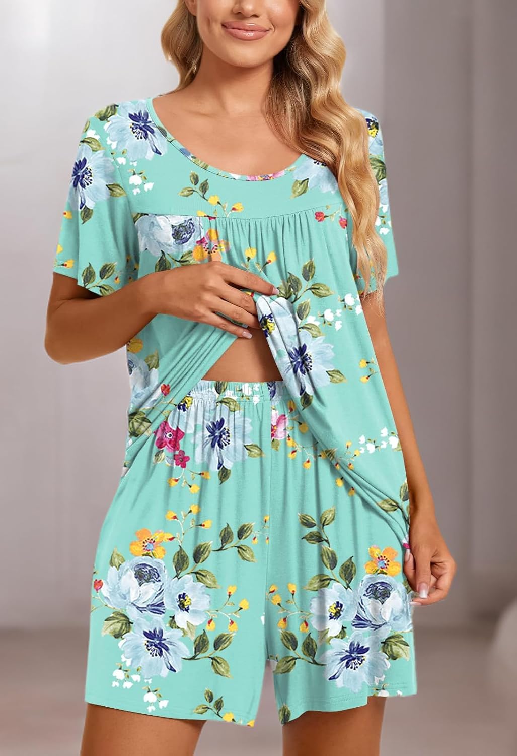 TAOHUADAO 2 Piece Women's Short Sleeve Pajama Sets, Lounge Sleepwear Ladies Pjs Sets with Pockets - Image 7