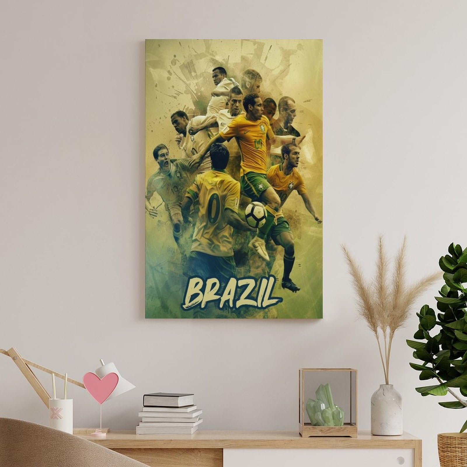 UTGN Poster della squadra di calcio del Brasile, su tela, vivace, decorazione artistica da parete per soggiorno e camera da letto, 40 x 60 cm