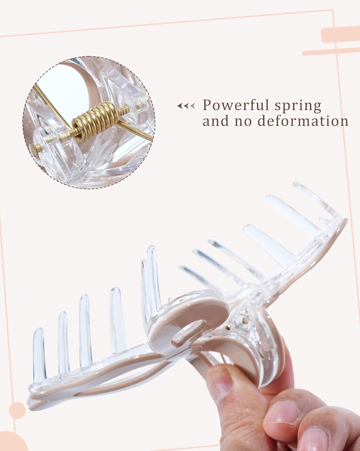 Molans 5Inch Large Hair Claw Clips 4 PCS for Women - Acrylic Hair Accessories for Thick Hair and Long Hair, Big Strong Durable Hair Applique, Oversized Non-slip Rectangle Butterfly Bow Jaw Hair Clips - Image 4