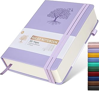 Lined Journal Notebook -365 Pages A5 Thick Journals for Writing Ruled Notebook, Pink Hardcover Leather Journals for Women Men, Daily Journal Notebook for Work, Note Taking ( 5.75'' X 8.38'' Purple)