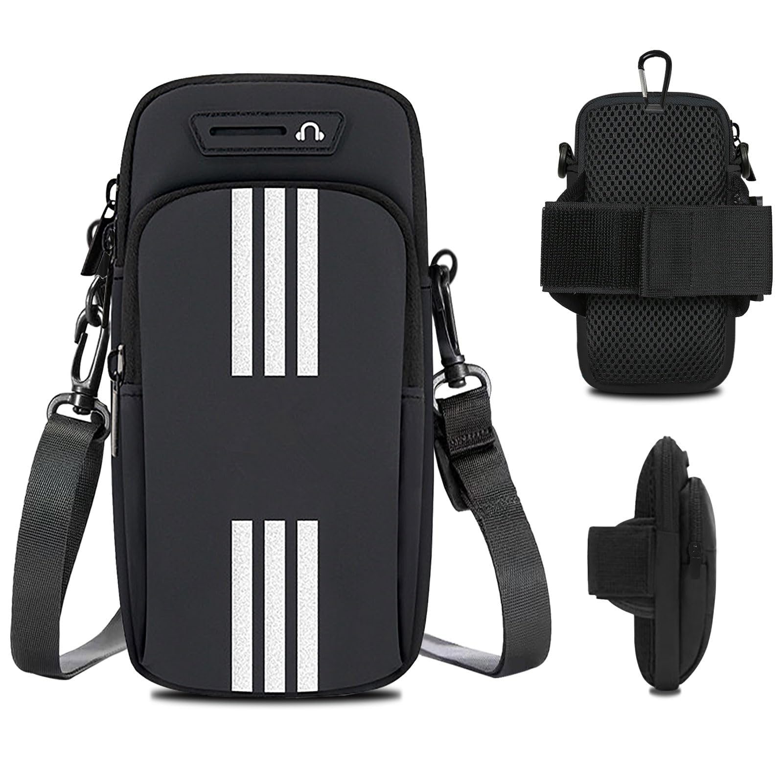 NALACAL Phone Holder for Running Armband Cell Phone Purse Crossbody for Women Men Kids,iPhone 14 13 12 11 Pro Max Xs Xr X 8 7 6 Plus SE Mini Pouch,Galaxy S23 S22 S21 Ultra Edge Note 20 Arm Bag Black