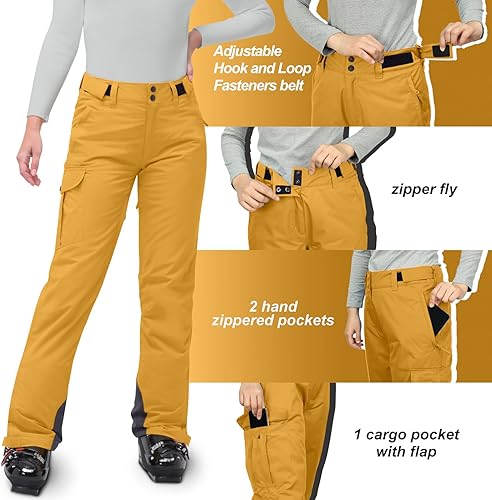Miniatura 5 de 33,000ft - Pantalones de nieve con aislamiento para mujer, pantalones de snowboard y esquí impermeables con cubrebotas