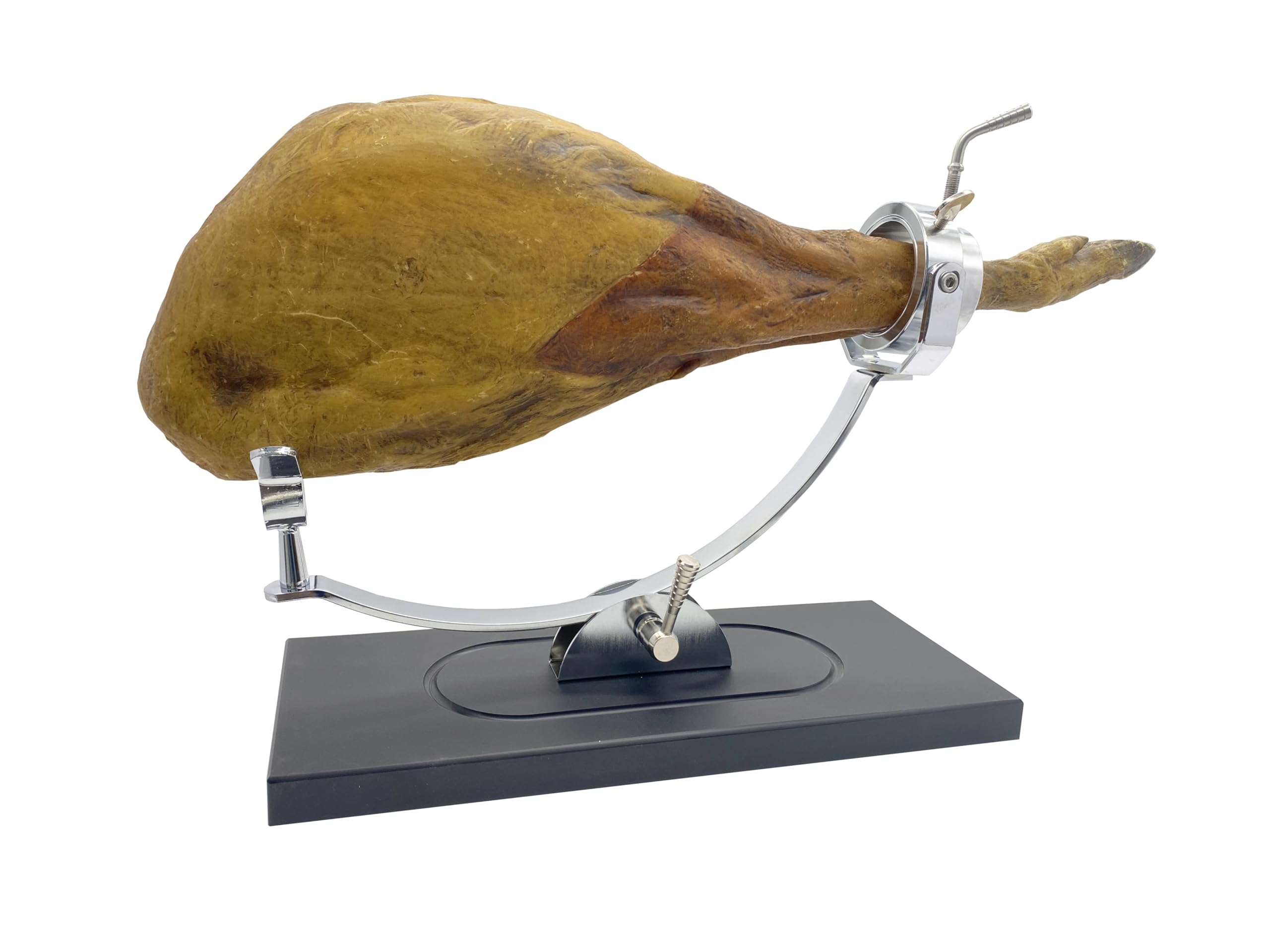 FERRETERIA LEPANTO Jamonero Profesional Giratorio y basculante, Soporte jamonero con Base de Fibra Negra Modelo Serrano (Set Arcos Burdeos)