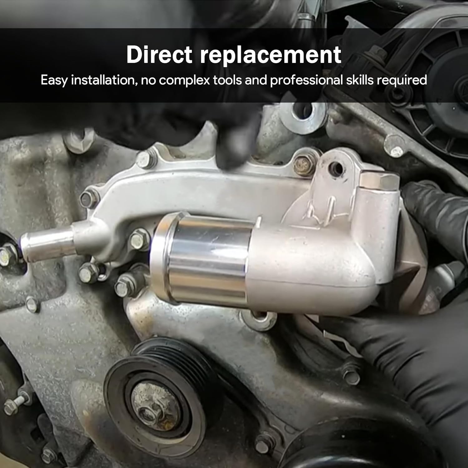 Aluminum Thermostat Housing Assembly Compatible with 2014-2022 Dodge Ram 2500 3500 4000 4500 5500 6.4L Replace# 902-3045 4893177AB 4893177AC 4893177AD Engine Coolant Thermostat Housing