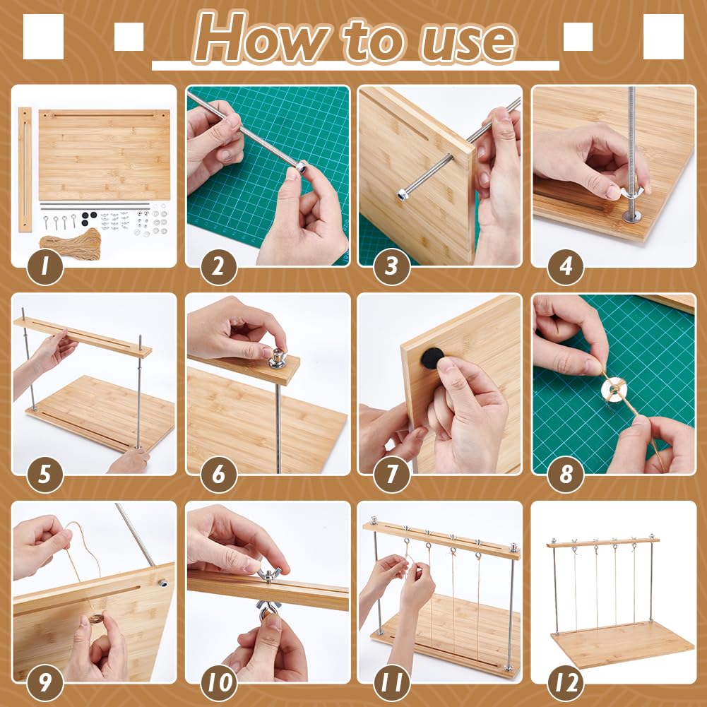 BENECREAT Set di cornici da cucito per rilegatura, kit per rilegatura di libri in legno, rettangolari, strumenti per rilegatura di libri fai da te, per libri fatti a mano