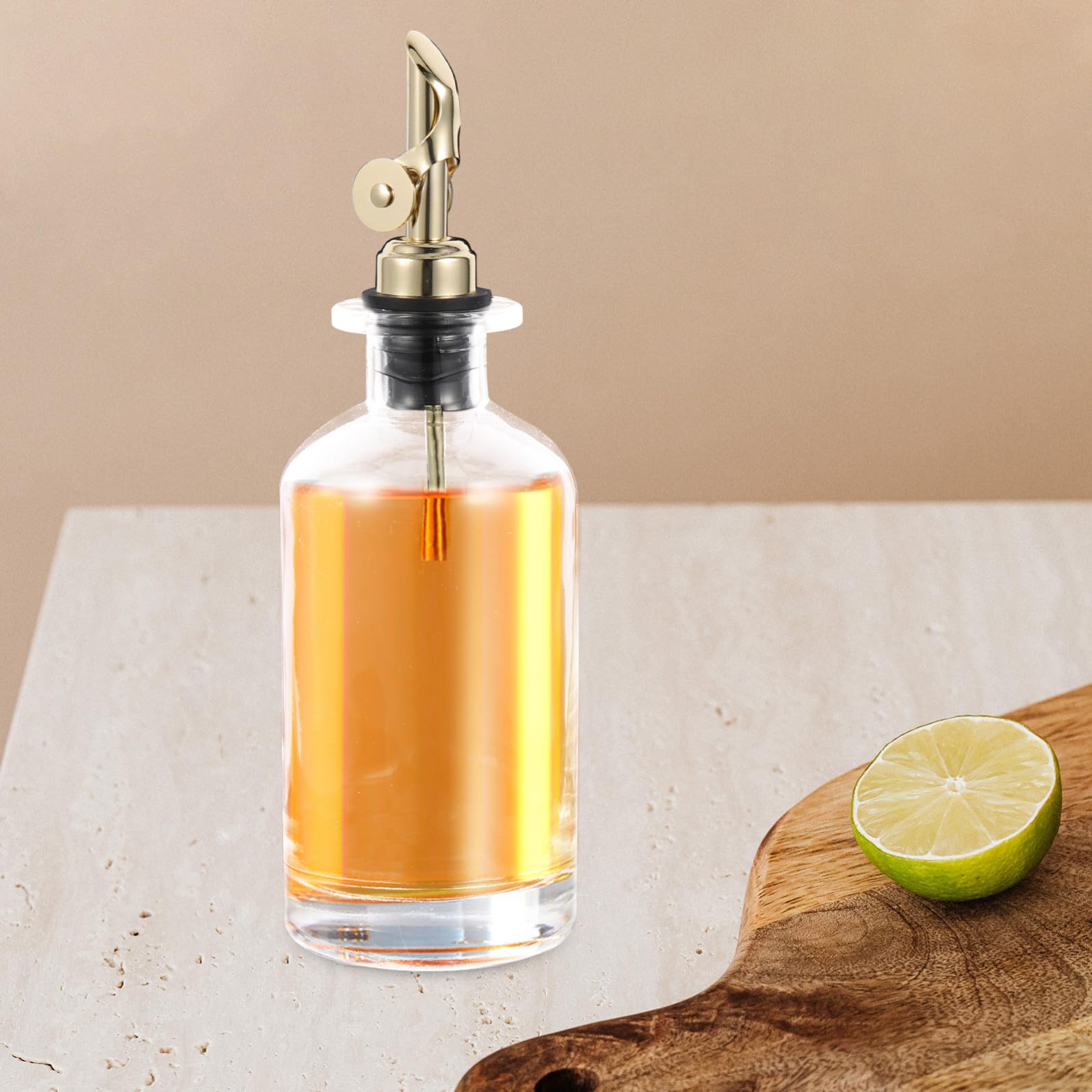 ULTECHNOVO 2 Pezzi Dispenser Automatico Inossidabile Cucina da in Vetro 350ml Controllo Apertura Facilitata per Salsa e Aceto