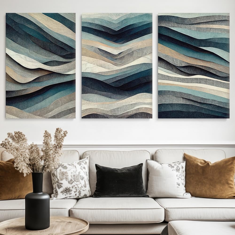 Arte Da Parete Moderna Mnmale Neutra Gallera / Arte Astratta Nera E - Foto 4