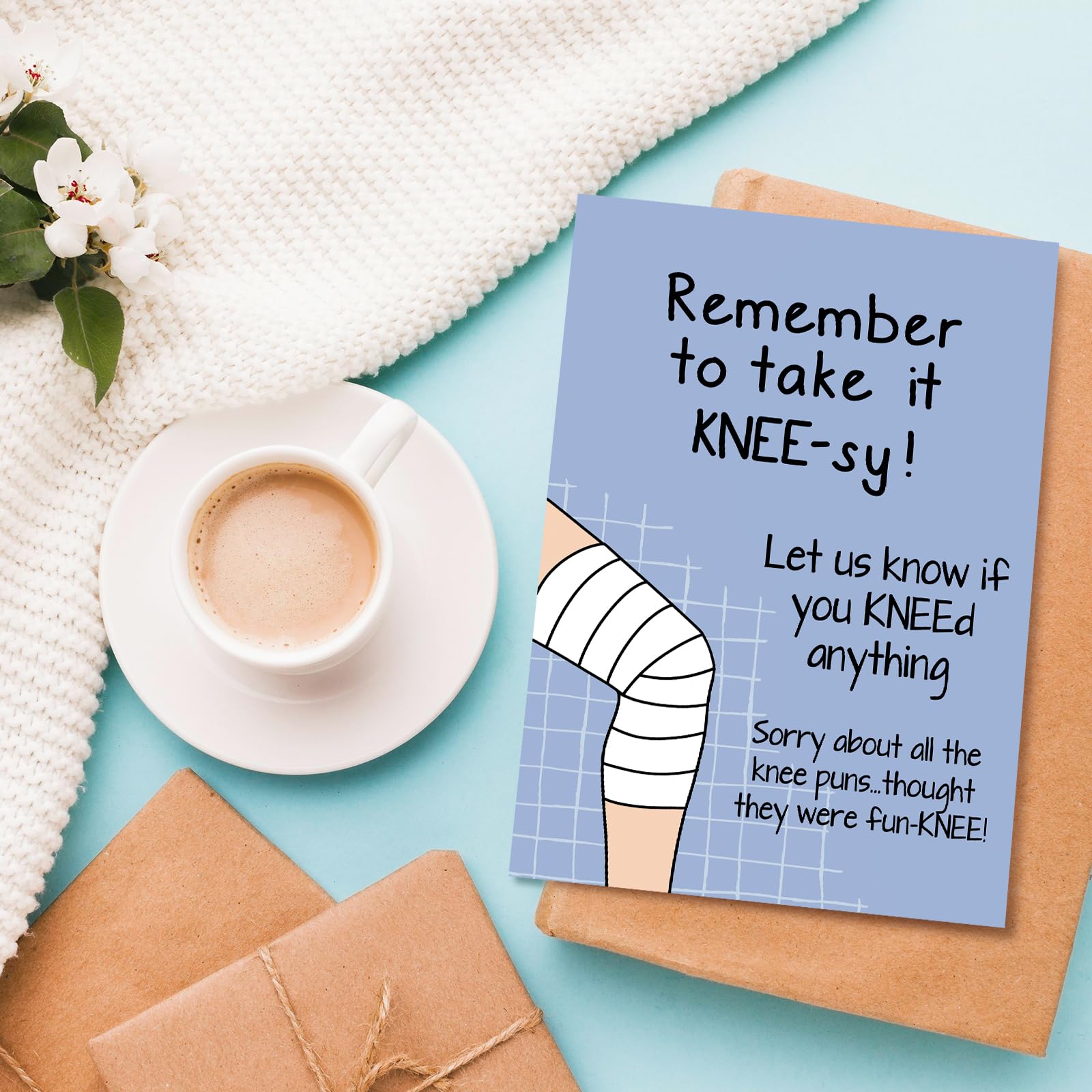Funny Knee Get Well Soon Card for Men Women, Knee Replacement Card Gift for Patient, Speedy Surgery Recovery Cards for Him Her