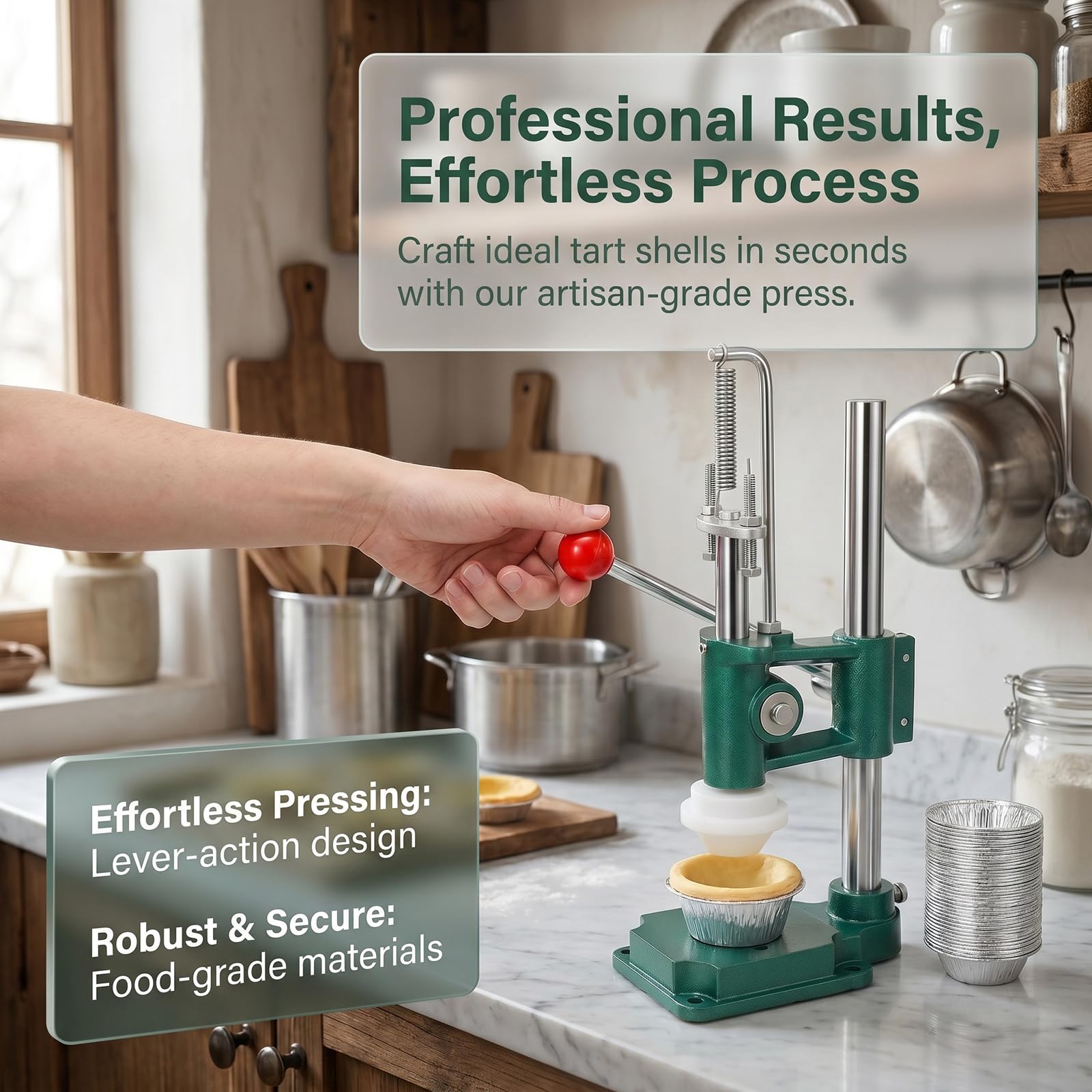 Pressa manuale per crostate all'uovo, per uso domestico, stampo per crostate di crema pasticcera, strumento per la creazione di stampi per crostate di crema pasticcera, per uso domestico, ristorante