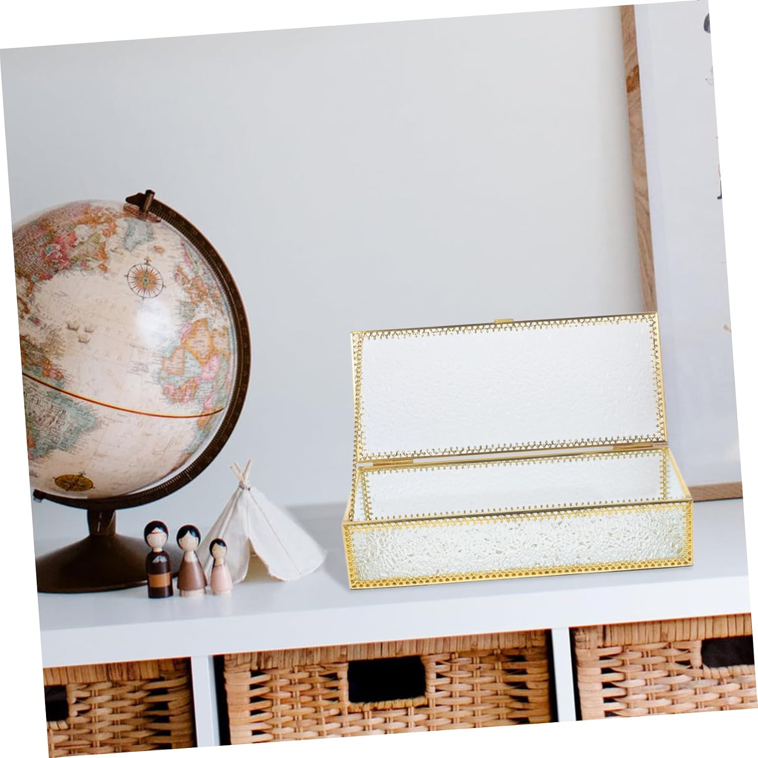 Vintage Glass Jewelry Box with Lid Elegant Keepsake Organizer for Necklace and Accessories Decorative Storage Case for Home and Bedroom Decor image 3