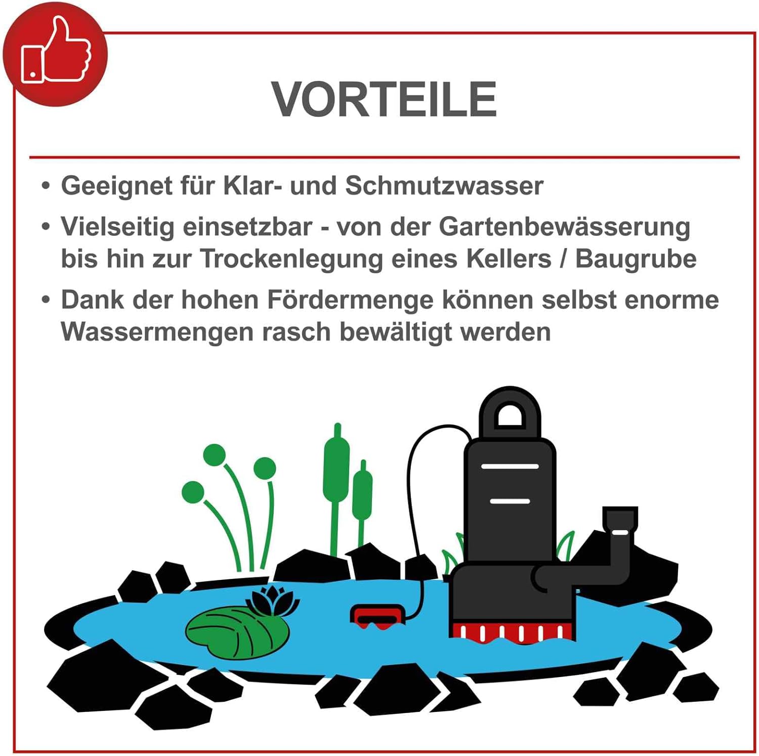 Benefits of Scheppach DWP400 pump: clear and dirty water, versatile, high flow rate