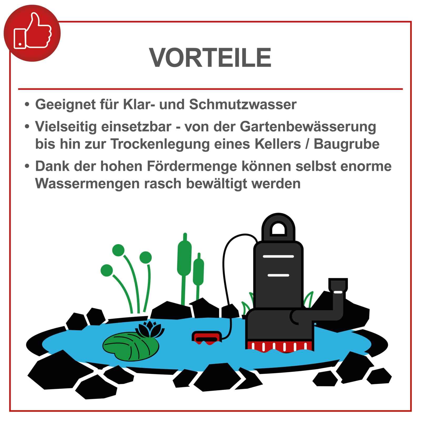 Scheppach DWP400 Schmutzwassertauchpumpe 400W | Fördermenge 9000 L/h | Förderhöhe 6m Eintauchtiefe 7m | Partikelgröße 30mm | für Klar- & Schmutzwasserpumpe | Tauchpumpe mit Saugfunktion flachsaugend