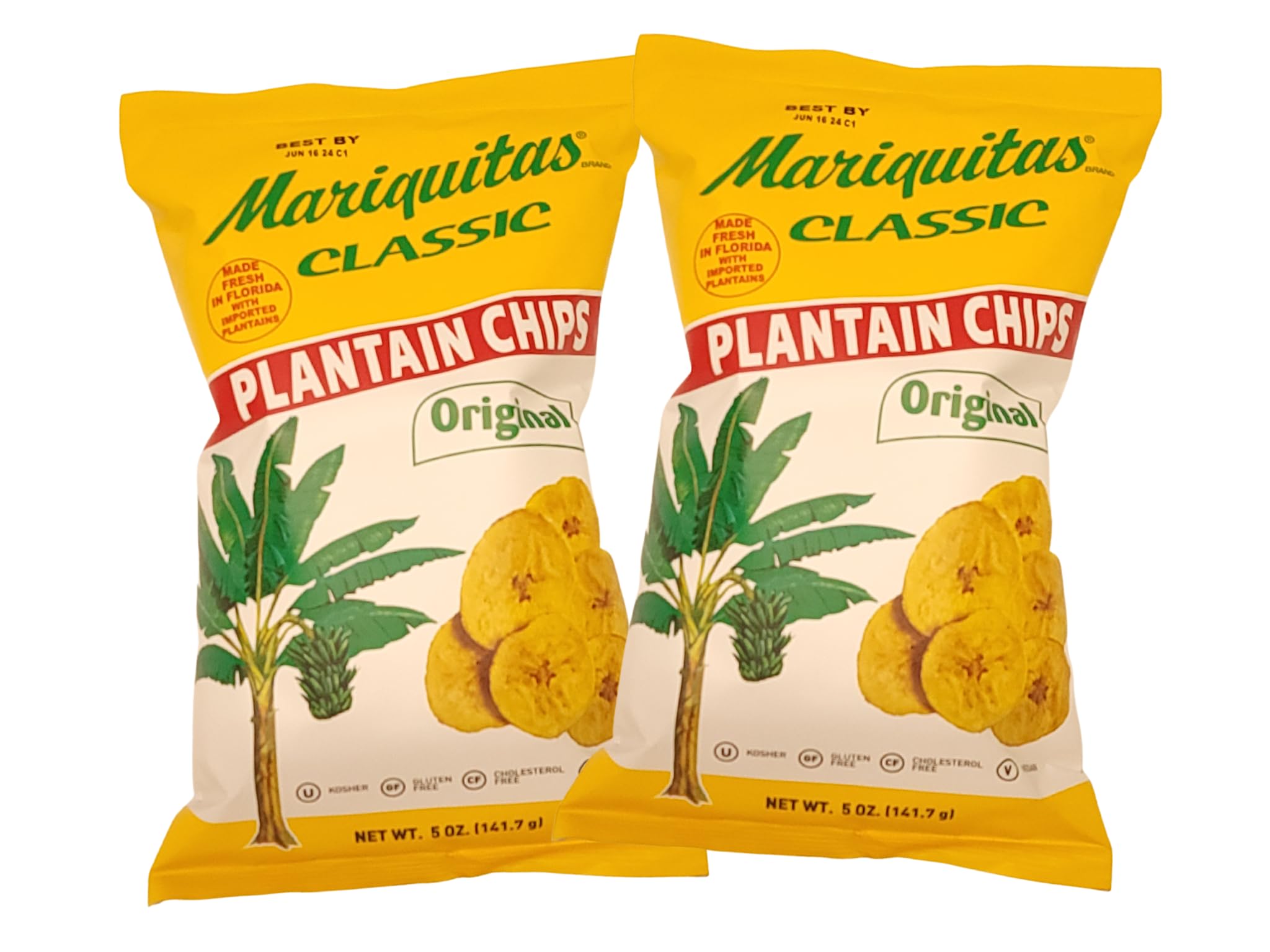MARIQUITAS CLASSIC Original Plantain Chips NET WT 5 oz. (141.7g) - 2 Pack Total of 10 oz. with Des Mar Magnet