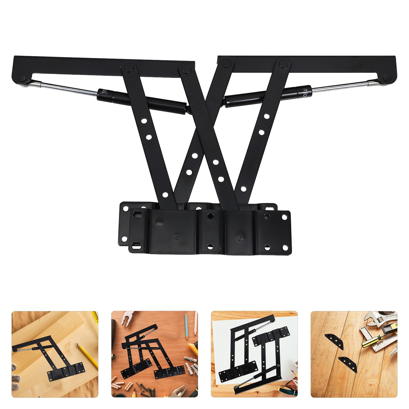 TEHAUX Soporte Elevador Plegable de Hierro para Mesa de Centro y Té, Estructura Resistente Resorte, Ahorro de Espacio, Adecuado para Mesas Elevadoras Funcionales