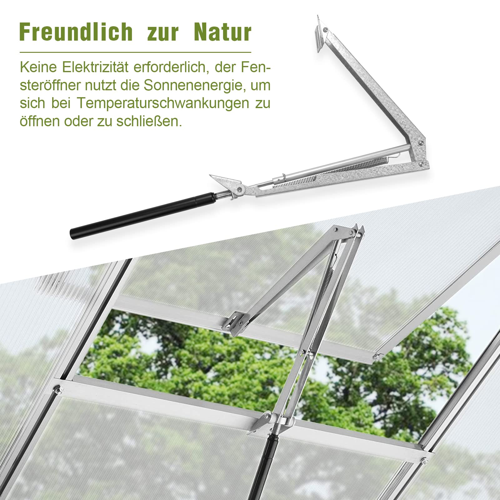 Izrielar 2 x broeikas, raamopener, 7 kg hefvermogen, automatische raamheffer, hefhoogte 45 cm