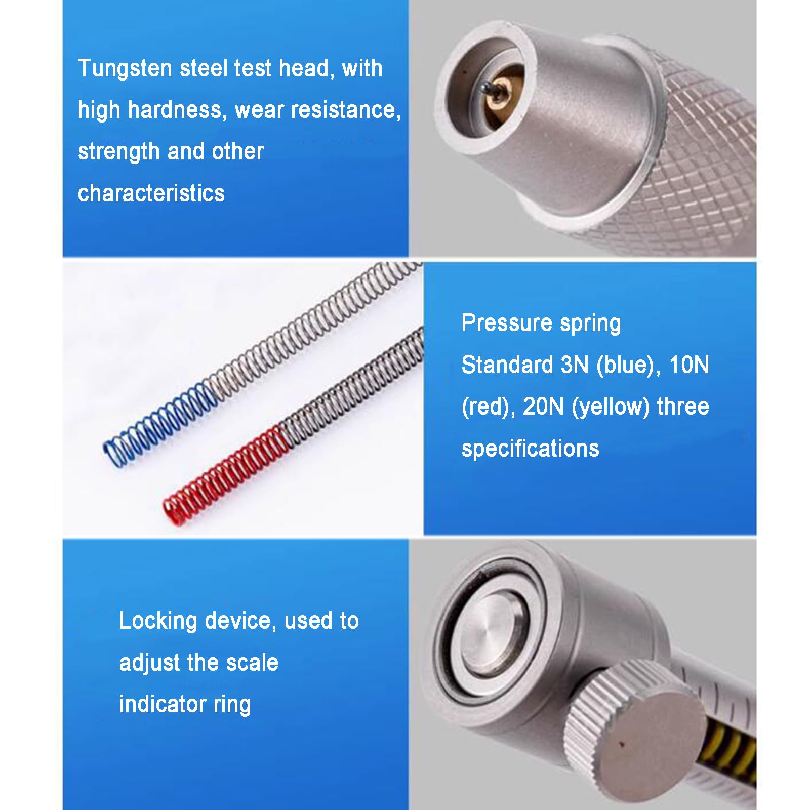Testeur de dureté de type stylo, testeur de rayures de surface, tête de test de 0,75 mm, pour revêtements, plastique, bois, métal