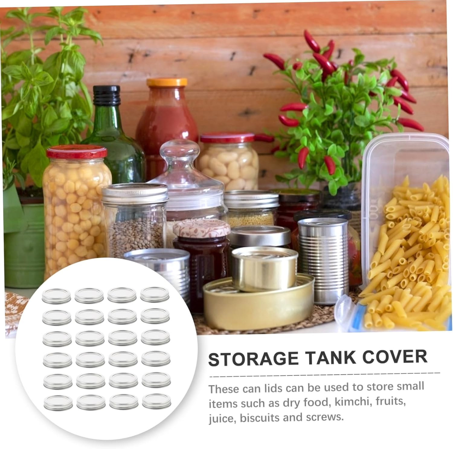 50-Pack Split-Type Jar Lids for Mason Jars Round Metal Covers Airtight Sealing for Canning Preserving and Meal Prep