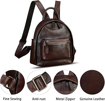 Genuine Leather Backpack for Women Purse Retro Handmade Rucksack Vintage Knapsack Back Bag Casual Daypack
