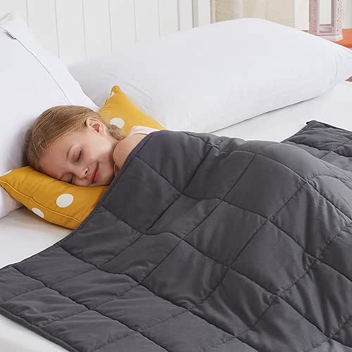 CuteKing Weighted Blanket (7lbs, 40"x 60", Grey) Heavy Blanket for