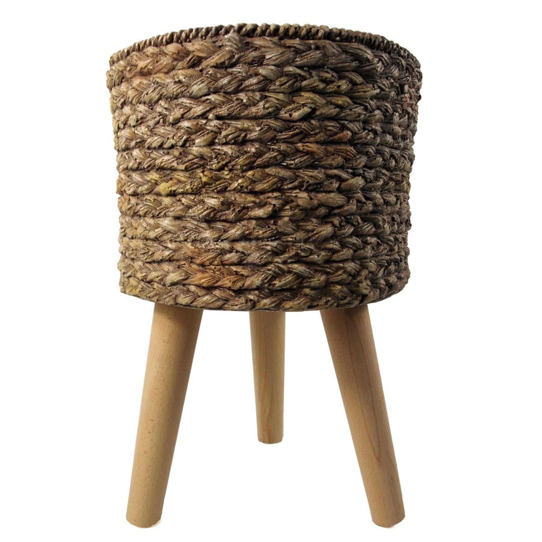 Leaf Indoor Planter with Legs - Fibreglass Composite - 39 x 26cm - Brown