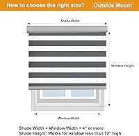 Vista 8 de Persilux Cordless Zebra Blinds for Windows Free-Stop Roller Window Shades (22" W X 64" H, Grey) Dual Layer Light Control for Day and Night, Light