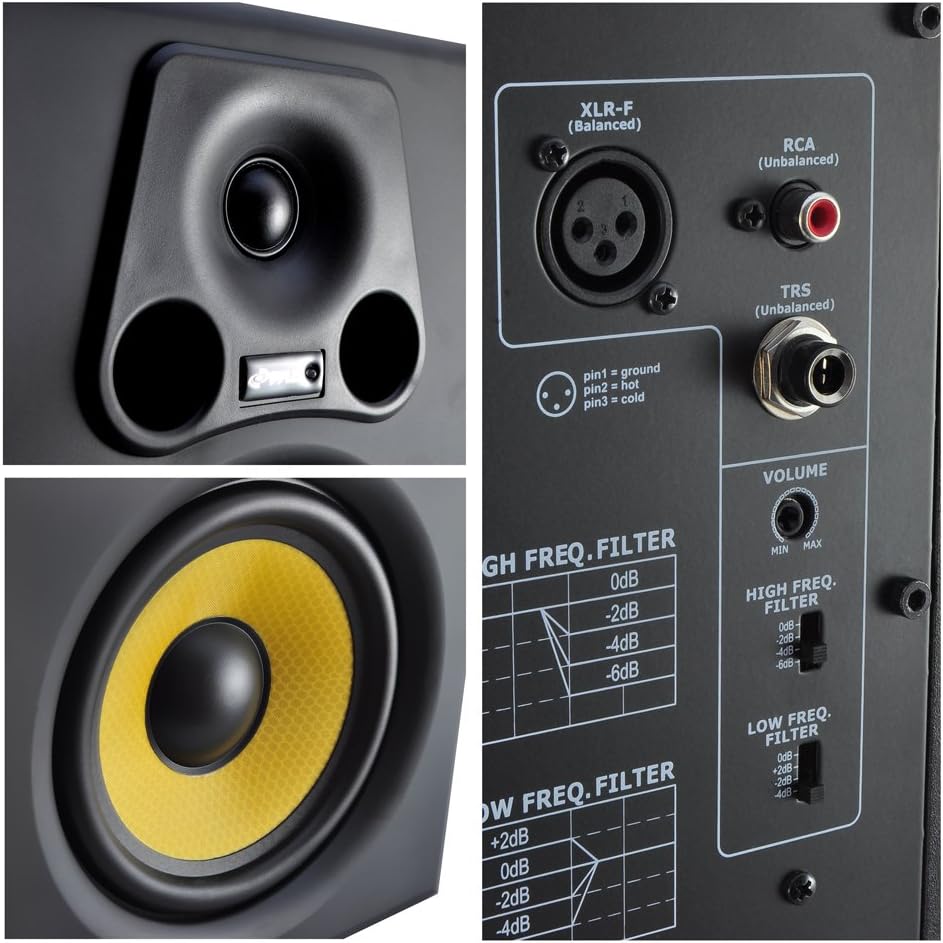 Pyle-Pro PSTUDIO6 6.5'' 350 Watt 2-Way Bass Reflex Amplified Studio Monitor Speaker