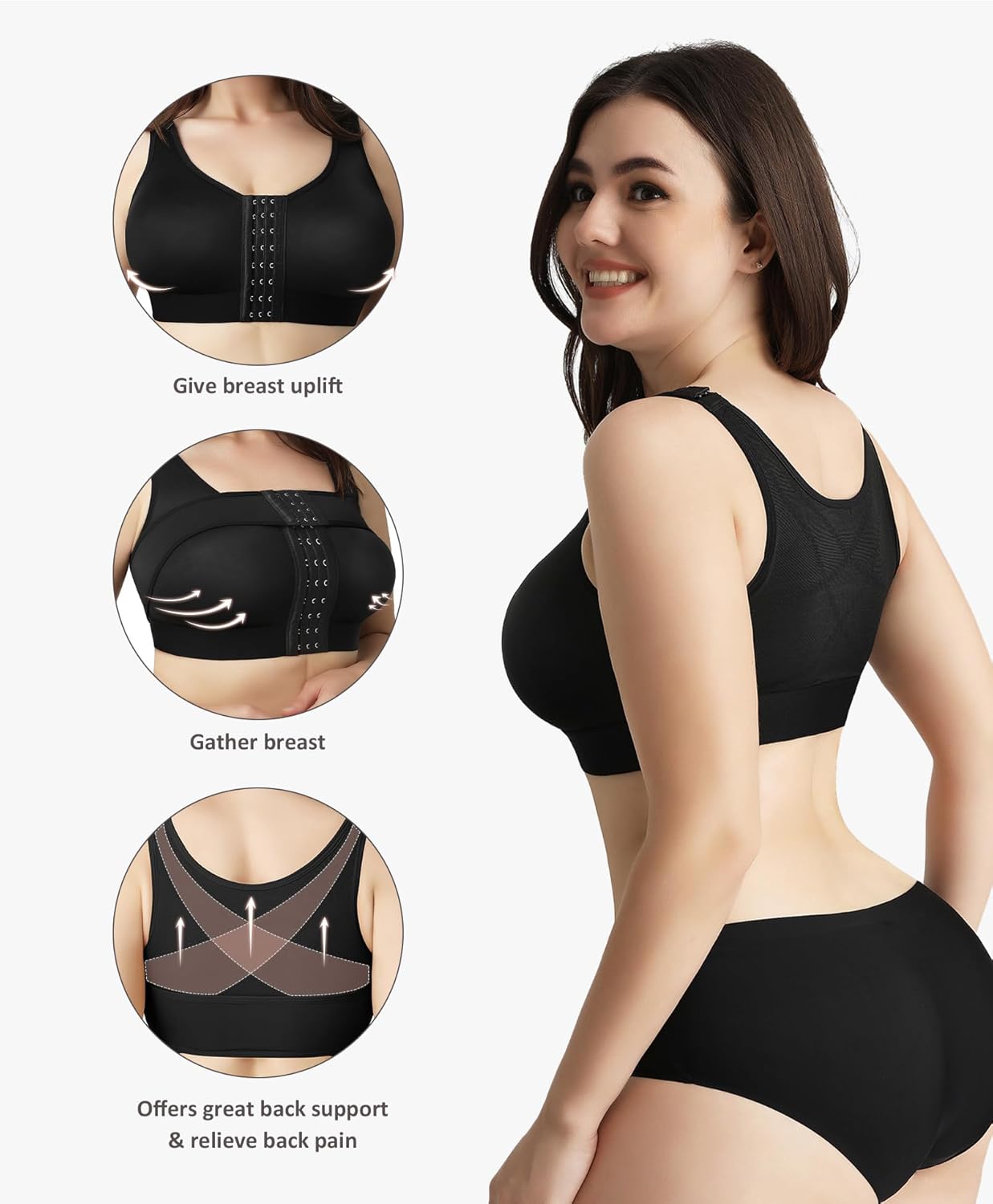 FeelinGirl Arm Shaper for Women Post Surgery Arm Lipo Compression Sleeves Slimming Arm Front Closure Shapewear Bra - Image 4