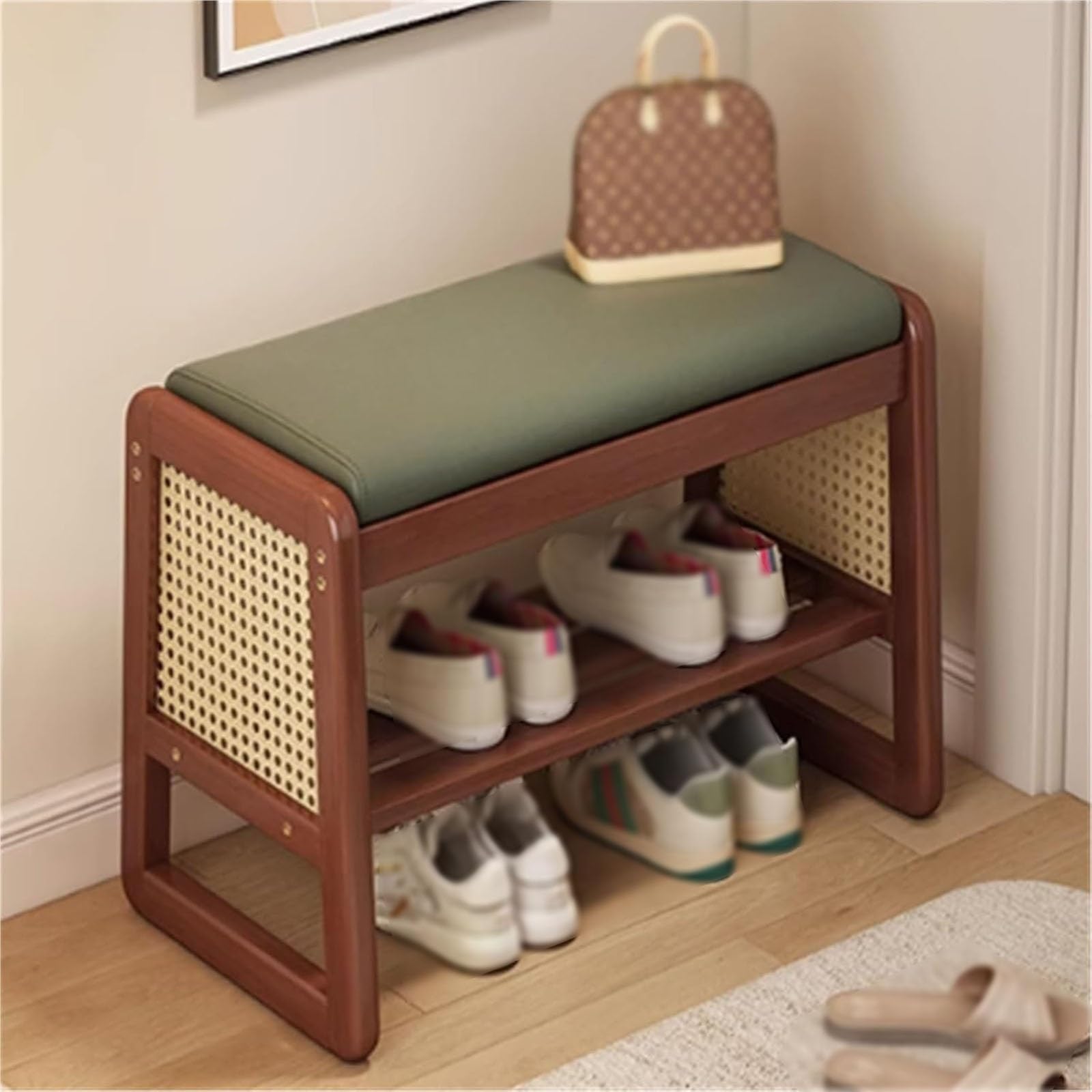Banc à chaussures en bambou pour entrée et chambre au style épuré
