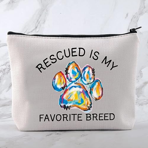 Miniatura 9 de Rescate perro amante regalo rescatado es mi raza favorita, bolsa de maquillaje con cremallera, regalo de rescate de animales, regalo de rescate de