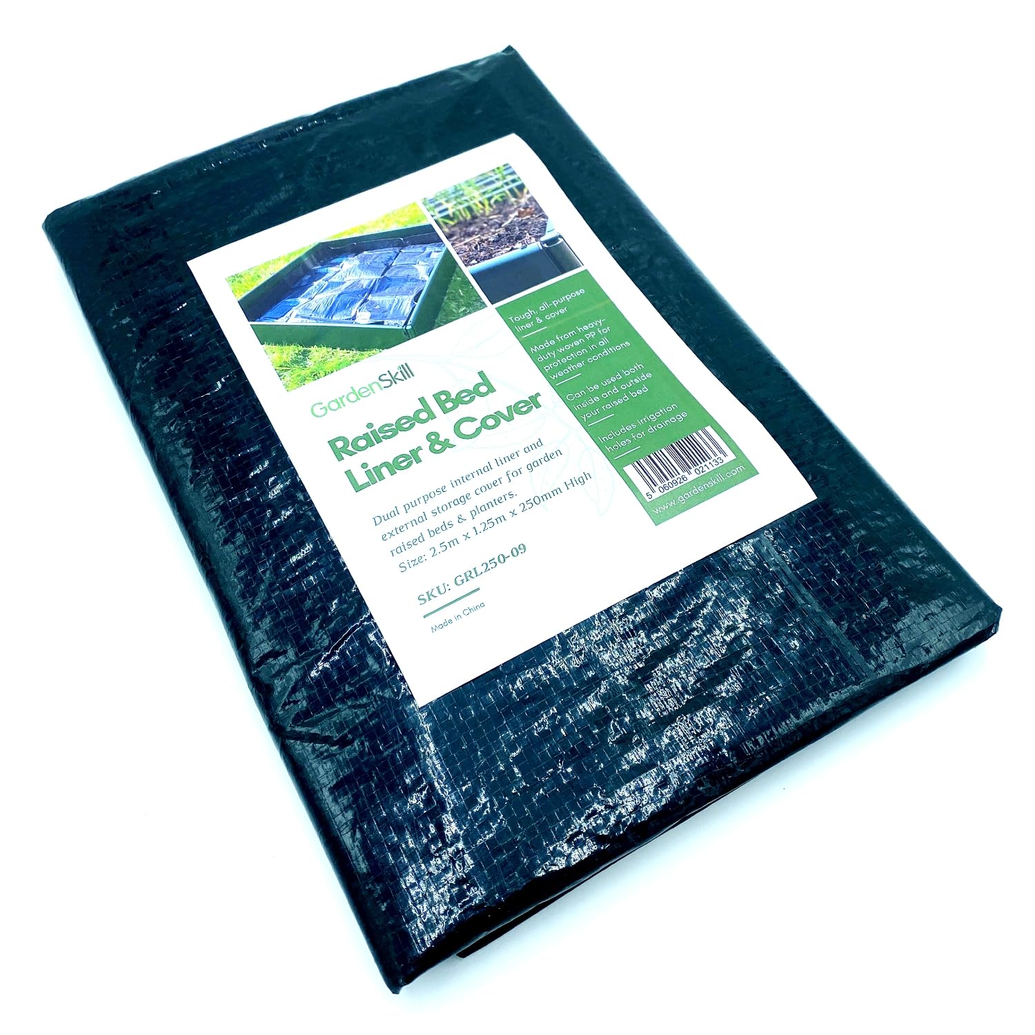 GardenSkill Raised Bed Liner & Cover | 2-in-1 Garden Planter Flower Box Vegetable Trough Lining Membrane | Heavy Duty Fabric for Outdoor Allotment Greenhouse Plants (2.5x1.25x0.15m H, Pk 2)
